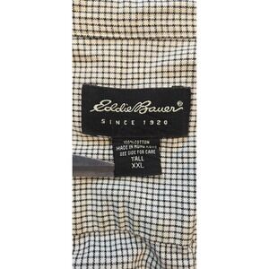 Eddie Bauer Men's Tall XXL Heavy Cotton Long Sleeve Button Up Shirt Beige/Black